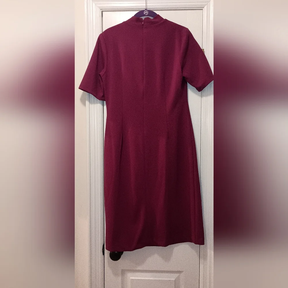 Shelby And palmer Fushia High Collar with Bow Dress Size 8 - Picture 4 of 6